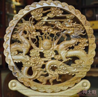 福運雙至，守護安寧 探秘福臨桃木雙龍護主插屏FL-2423